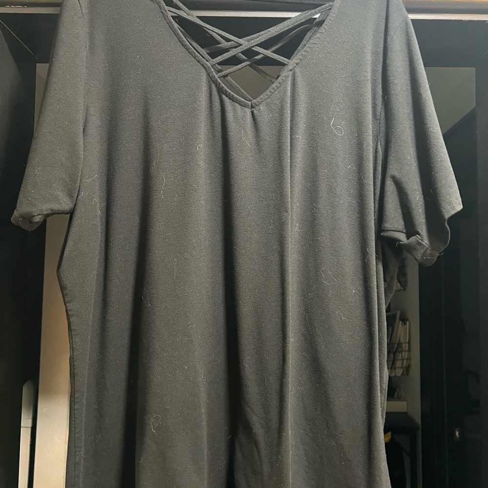 Torrid Black Crisscross Back Tee
